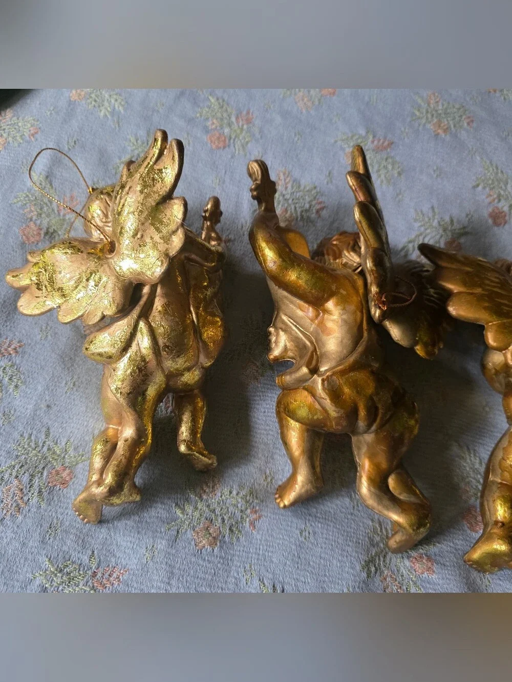 3 Pc Gold Cherub Ornament Lot